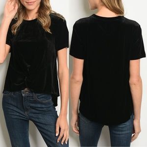 Black Velvet Front Twist Top {VeryJ}